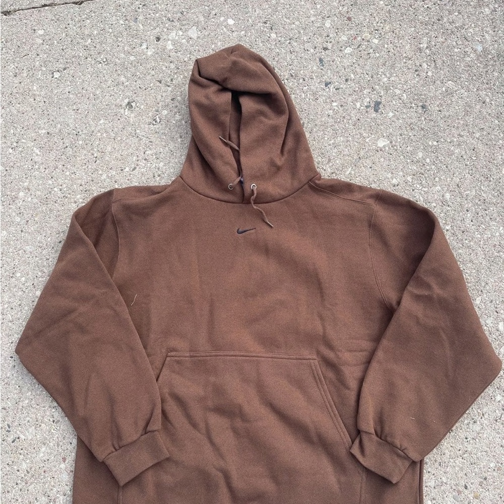 Nike Men's Brown Hoodie mid swoosh